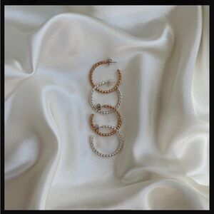 BUNDLE Hard Work Jewelry Sterling Silver Gold Plated Everyday Rope Hoops